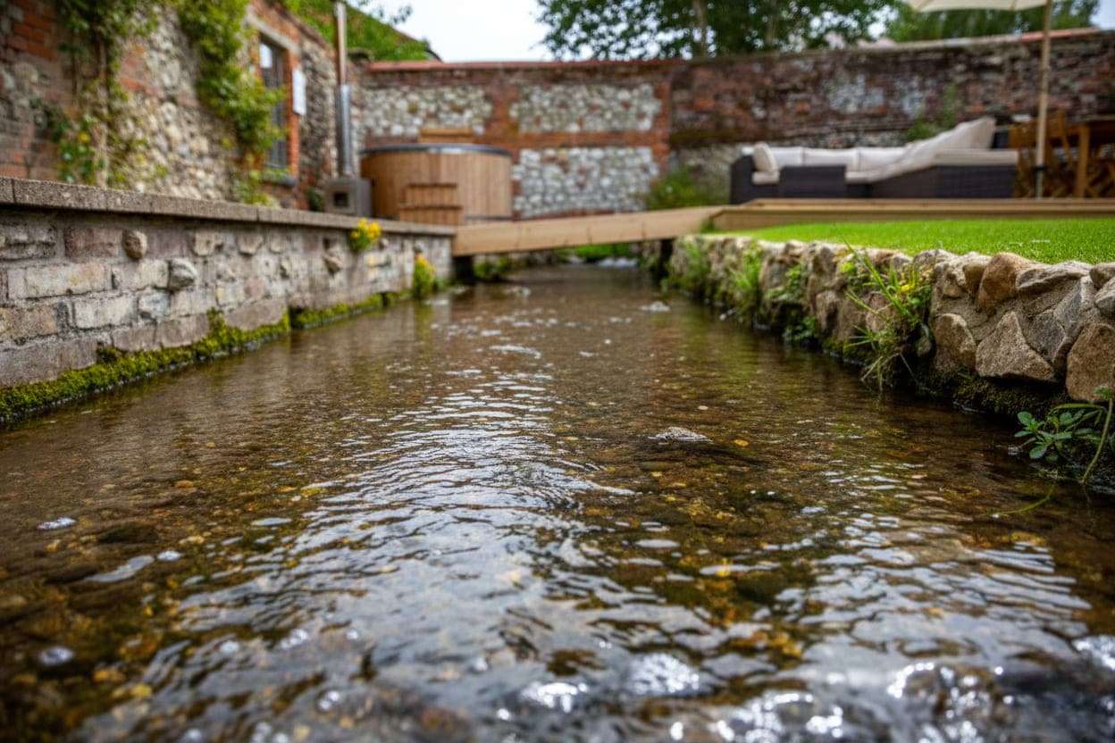 The creek at the foot of the garden